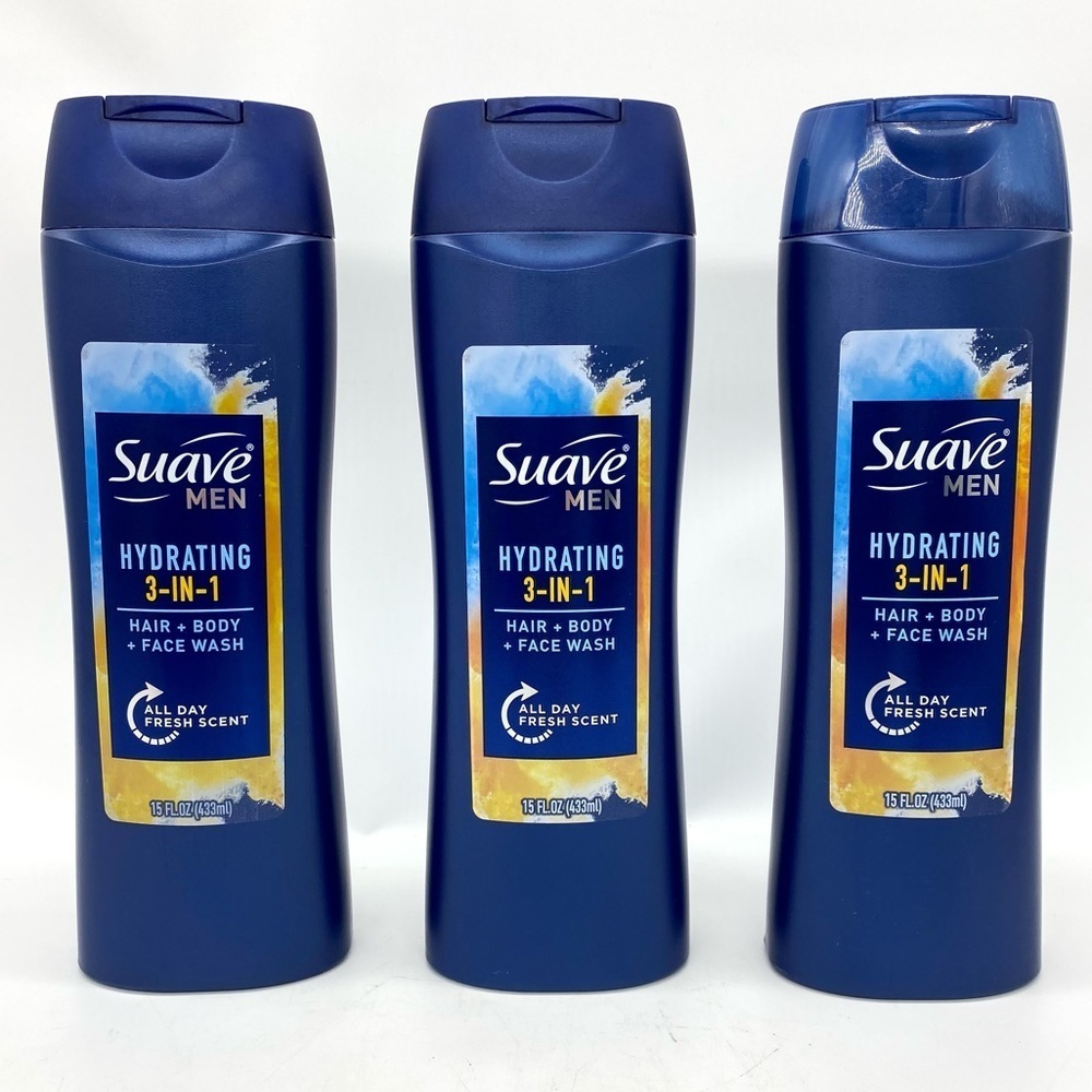 Suave Men Hydrating 3 In 1 Hair Body And Face Wash X 3